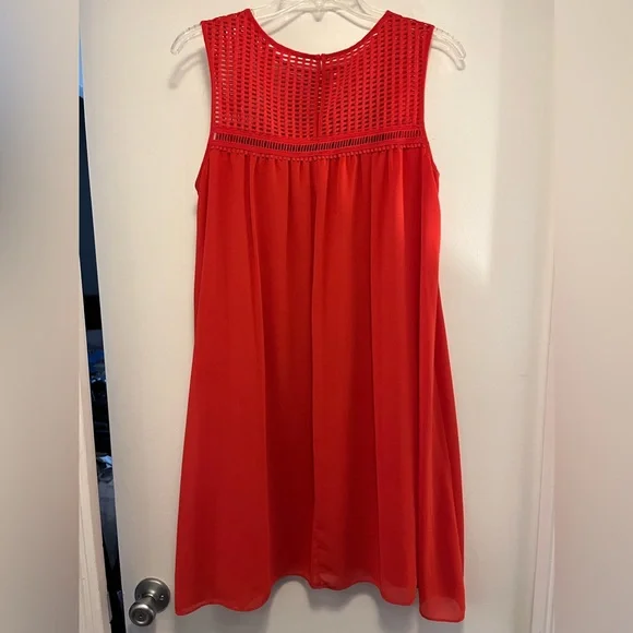 Max Studio Red/Orange Midi Overlay Dress - Size Small - Picture 5 of 6